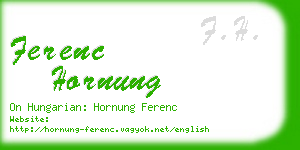 ferenc hornung business card